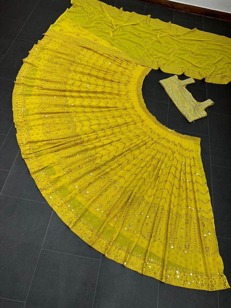 Yellow Color  Faux Gorgette Lehenga Choli Set LC-6428