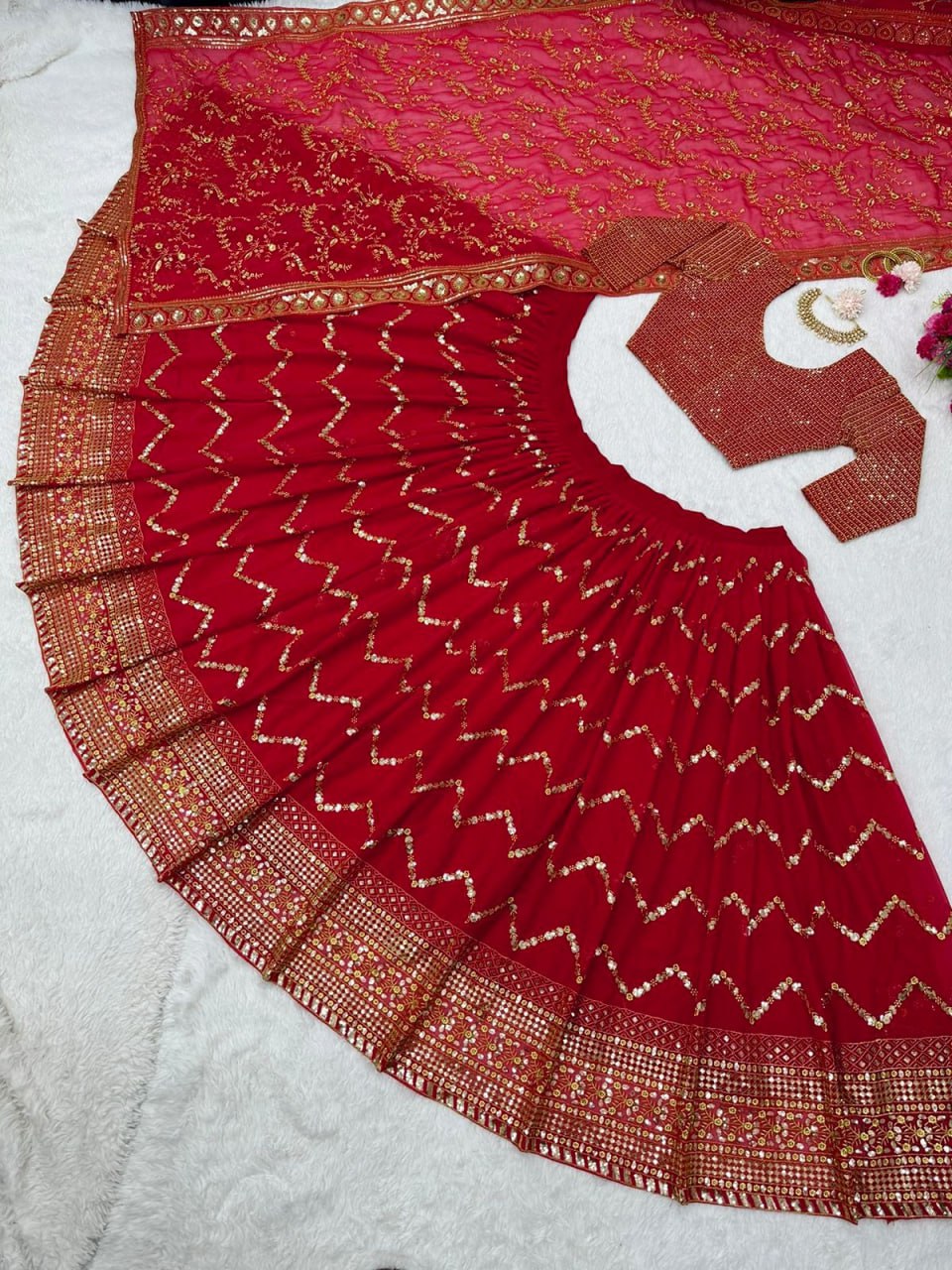 Red Color Bridal Lehenga choli with Dupatta LC-6432